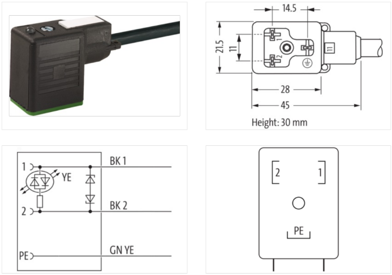 Đầu nối van điện từ form BI có 10m cáp MSUD 7000-11021-6360150 - detail1
