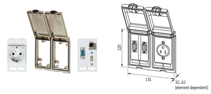 Khung đôi giao diện mặt tủ điện MODLINK MSDD 4000-68123-0000000 - detail