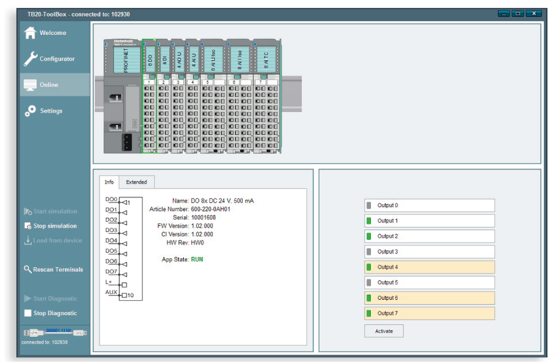 Mô-đun analog output 4 kênh 12 bit 600-260-4AD01 - simulation