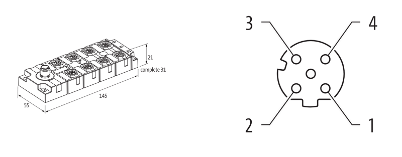 Switch Ethernet unmanaged IP67 8 cổng M12 58161 - DETAIL