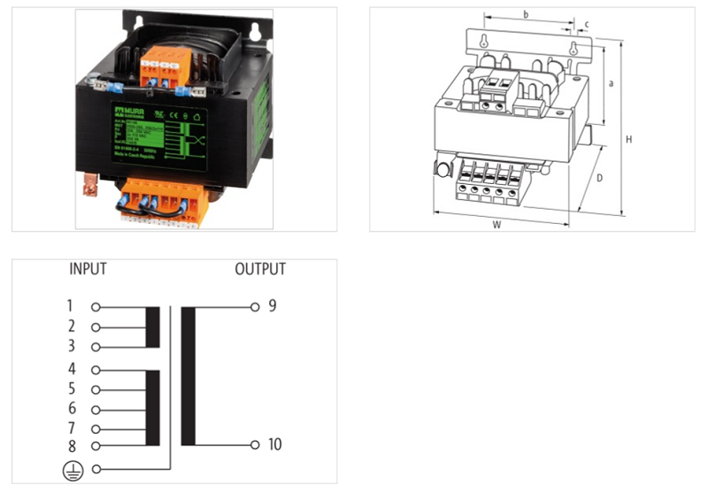 Biến áp cách ly 1 pha 100VA IN 208...550VAC OUT 24VAC MTS 86183 - DETAIL