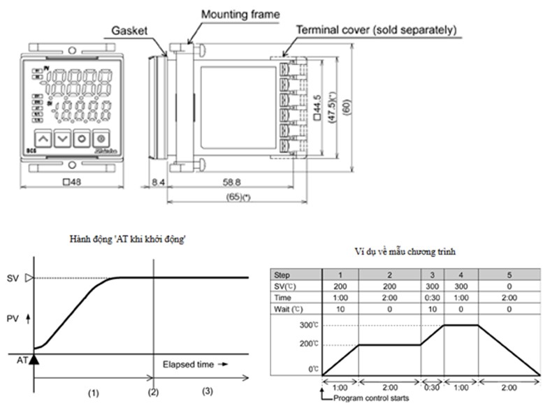 Bộ điều khiển nhiệt độ 48x48mm ngõ ra 4-20mA BCS2-A00-00 detail 