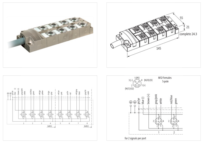Bộ phân phối tín hiệu 8 cổng M12 10m cáp homerun MVP-METAL 8000-58515-4011000 - DETAIL
