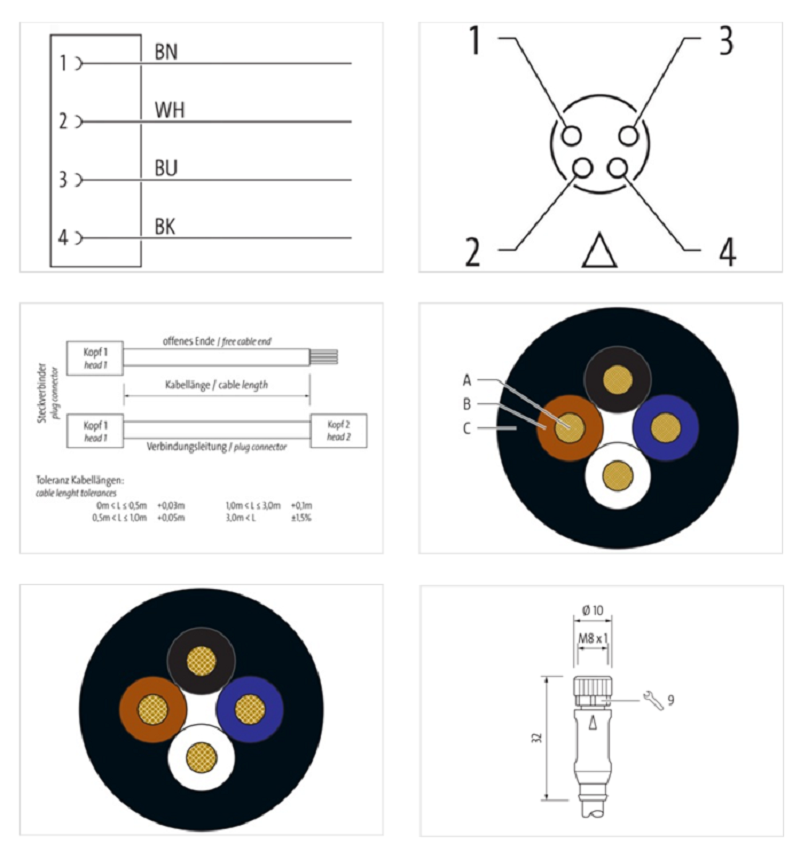 Cáp 0.3m có đầu nối M8 female 0° A-code 7000-08061-6310030 - DETAIL