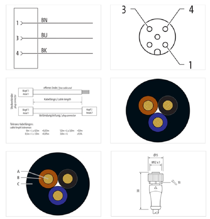 Cáp 10m có đầu nối M12 female 0° A-code 3 chân 7000-12181-6331000 - DETAIL