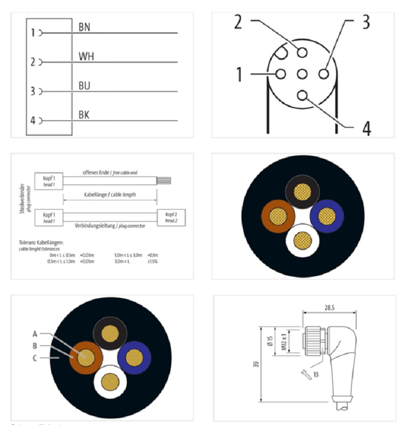 Cáp 10m có đầu nối M12 female 90° A-code 4 chân 7000-12341-6341000 - DETAIL