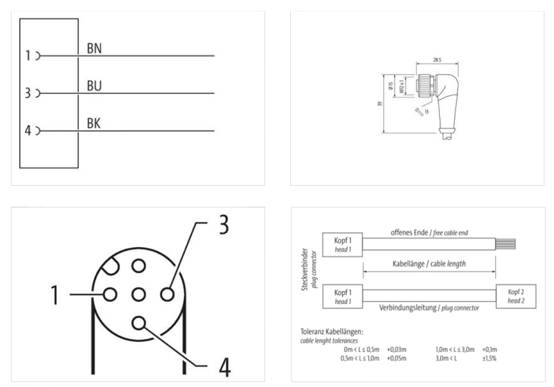 Cáp 15m có đầu nối M12 female 90° A-code 3 chân 7000-12321-6131500 - DETAIL