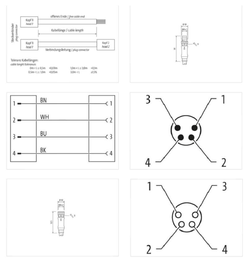 Cáp 1m 2 đầu nối M8 male 0° / M8 female 0° A-code 4 chân 7000-88011-0310100 - DETAIL