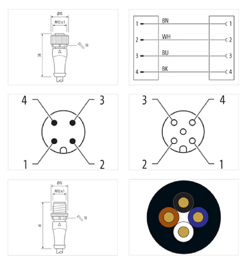 Cáp 3m 2 đầu nối M12 male 0° / M12 female 0° A-code 4 chân 7000-40021-6340300 - DETAIL