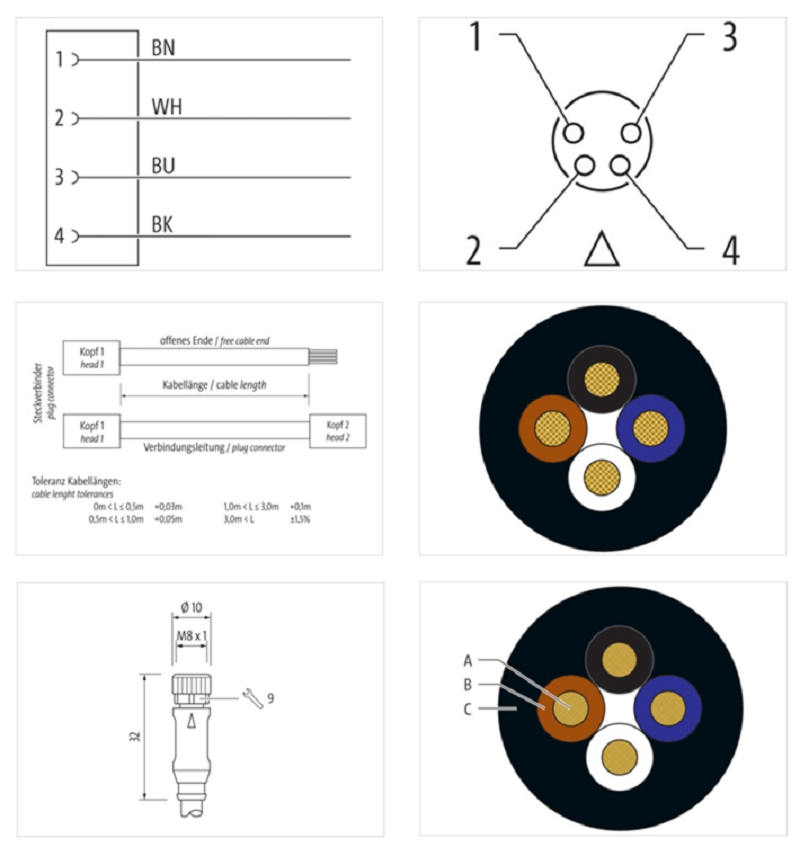 Cáp 6m có đầu nối M8 female 0° A-code 4 chân 7000-08061-6340600 - DETAIL