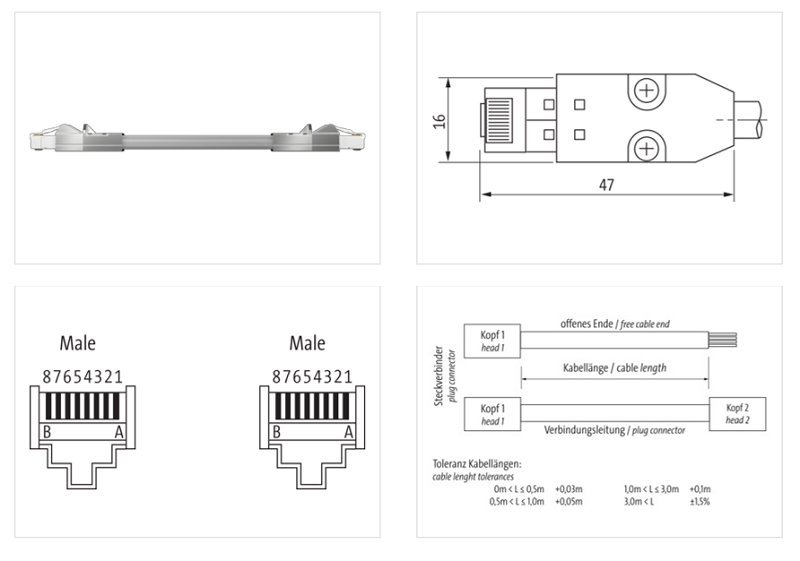 Cáp mạng ethernet 1.5m 2 đầu nối RJ45 7000-SS021-8840150 - DETAIL