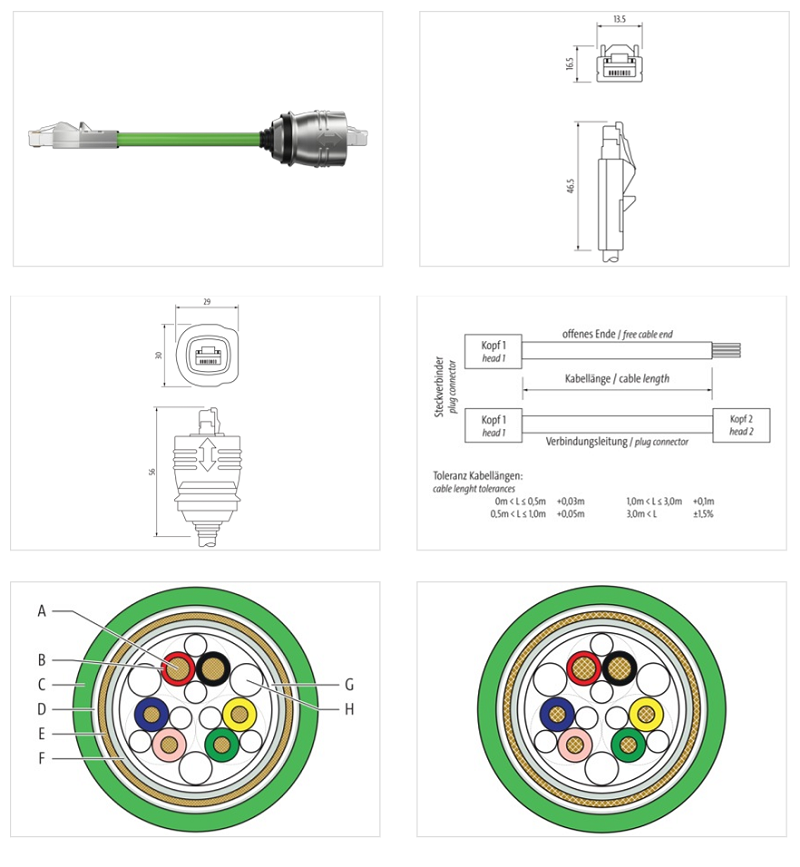 Cáp mạng ethernet 14m 2 đầu nối RJ45 7000-SS051-8801400 - DETAIL