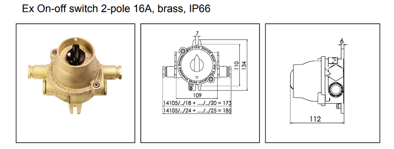 Công-tắc chống cháy nổ 2 cực 16 A 10030507 của Wiska - detail