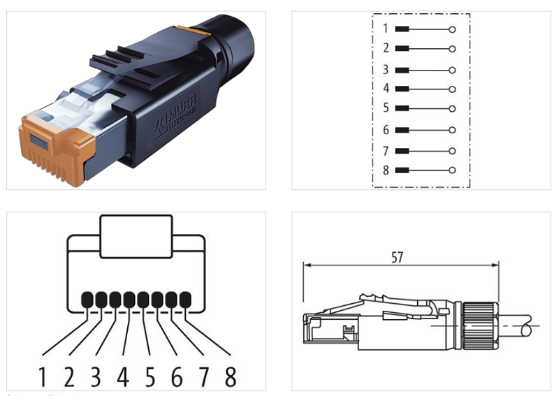Đầu nối cáp mạng RJ45 male 0° 8 chân CAT6 shielded 7000-74011-0000000 - DETAIL