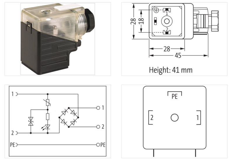 Đầu nối van điện từ form A 18mm SVS 7000-29541-0000000 - DETAIL