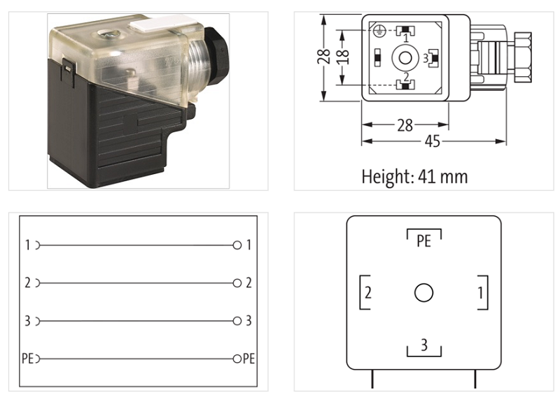 Đầu nối van điện từ form A SVS 7000-29401-0000000 - DETAIL