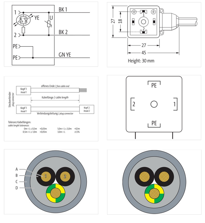 Đầu nối van form A có 5m cáp 7000-18061-2260500 - DETAIL