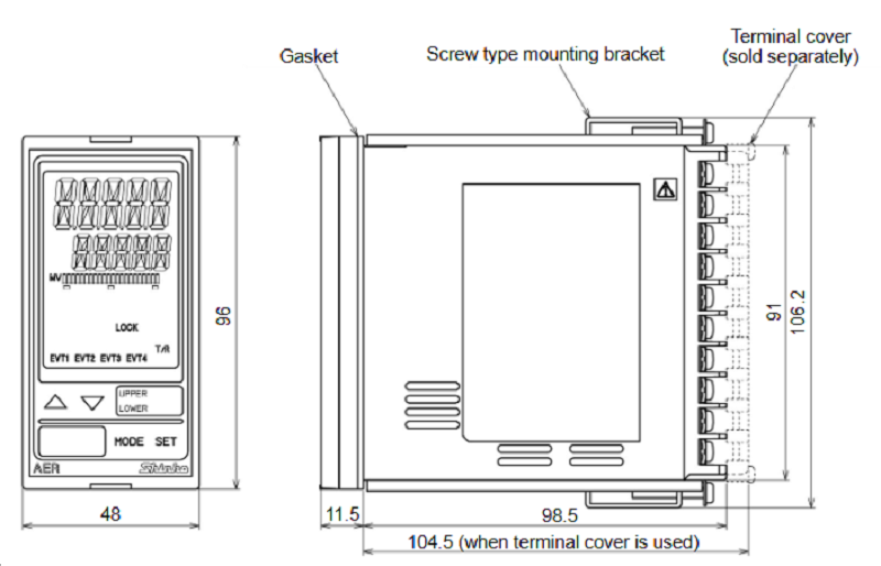 Đồng hồ đo độ đục nồng độ thấp AER-102-ECL của Shinko - DIMENSION