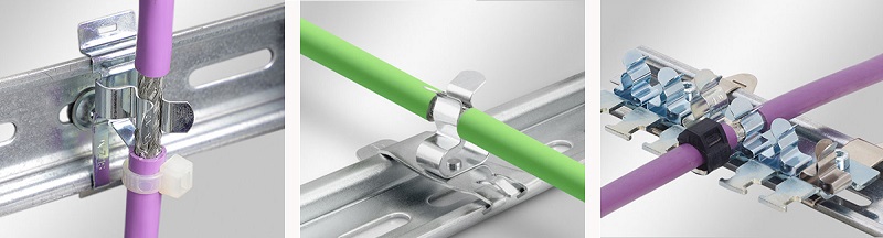EMC cable shield clamps - DIN-rails
