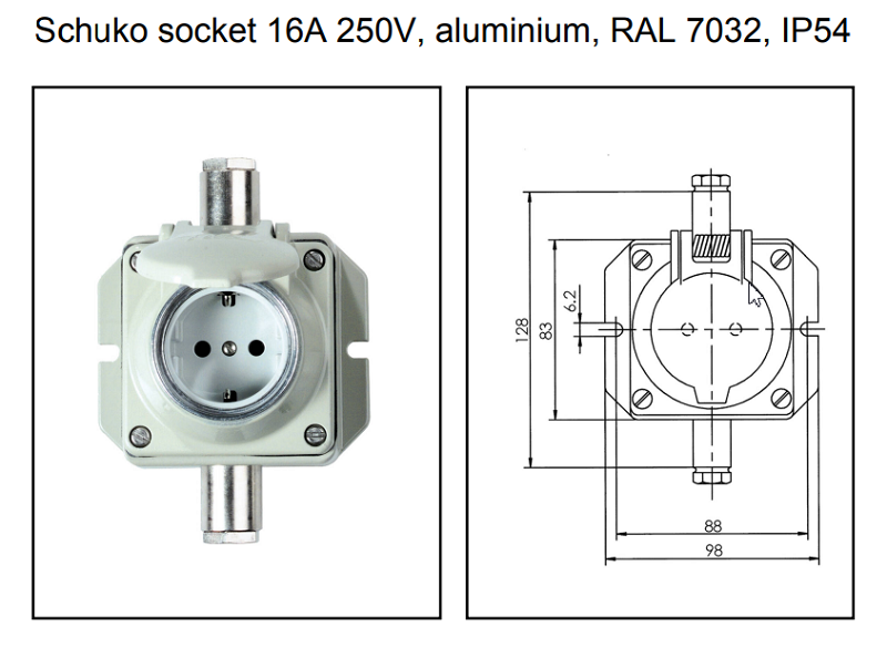 Ổ cắm 2 cực+PE 16A 250 VAC cho tàu biển của Wiska 10040287 - detail