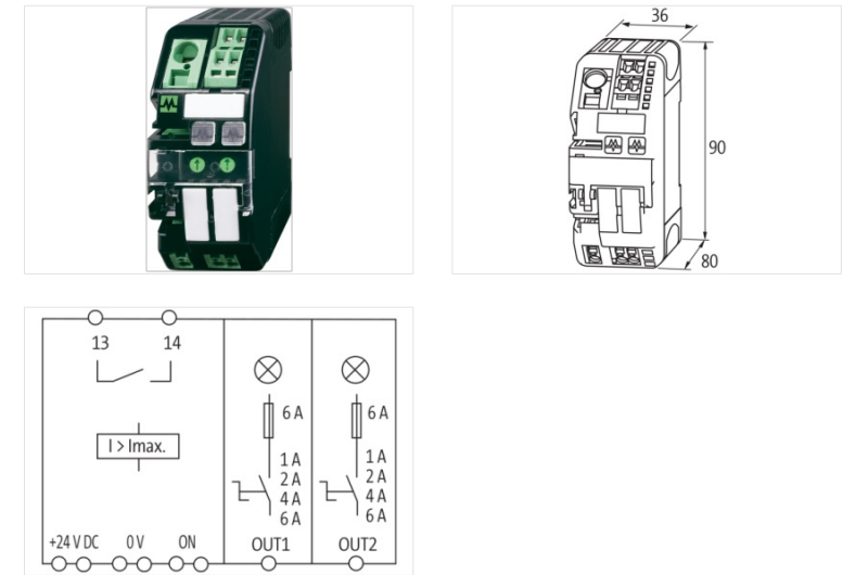 Bộ bảo vệ dòng DC 2 kênh 24V 6A chỉnh được 9000-41042-0100600 - DETAIL
