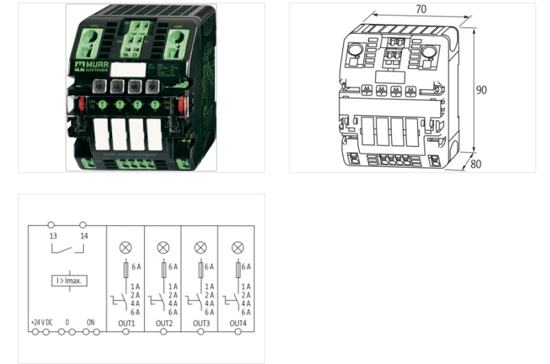 Bộ bảo vệ dòng DC 4 kênh 24V 6A chỉnh được MICO 9000-41034-0100600 - DETAIL