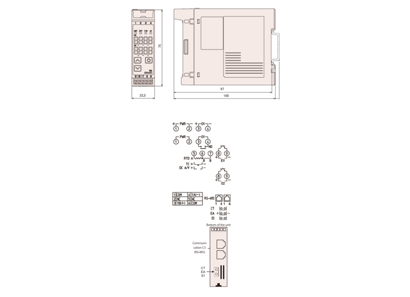 Bộ điều khiển nhiệt độ lắp DIN-rail 4-20mA có truyền thông RS-485 DCL-33A-A/M, C5 - DETAIL