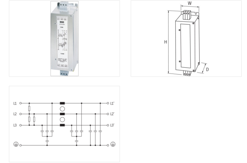 Bộ lọc nhiễu điện từ EMC 3 pha 600V 25A 1 tầng 10533 - DETAIL