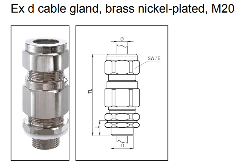 Cable gland chống cháy nổ M20 cho cáp 16mm 50110130 - detail