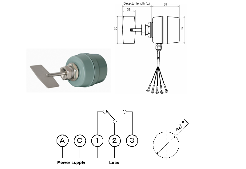 Cảm biến báo mức bột 100mm 220VAC LV-300 8x100L - DETAIL