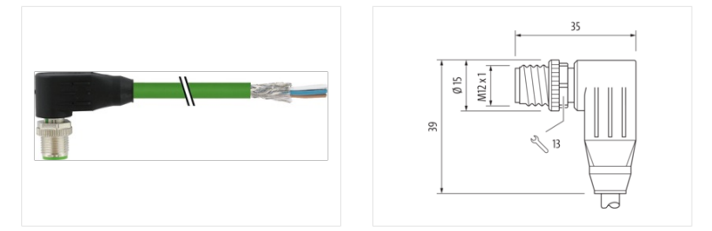 Cáp 10m bọc chống nhiễu có đầu nối M12 male 90° D-code 4 chân 7000-14561-7961000 - DETAIL 1