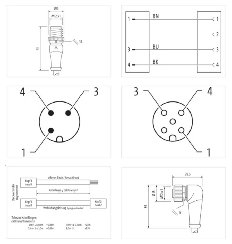 Cáp 15m có 2 đầu nối M12 male 0° / M12 female 90° A-code 3 chân 7000-40101-6331500 - DETAIL