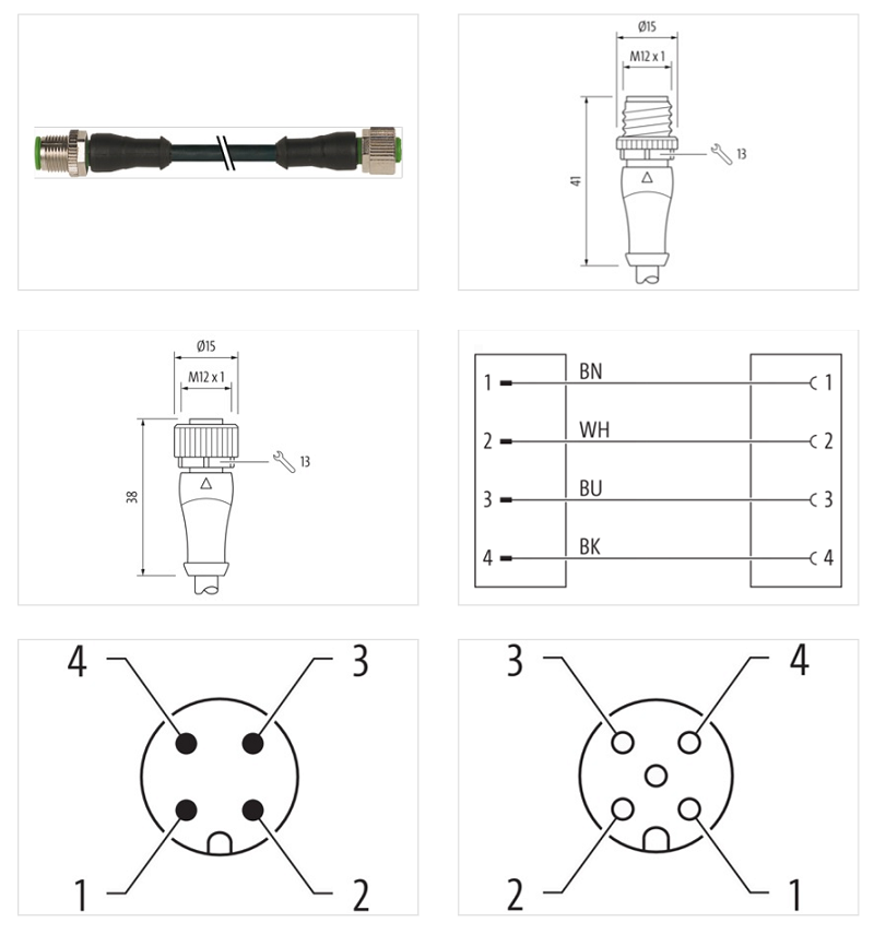 Cáp 5m có 2 đầu nối M12 male 0° / M12 female 0° A-code 4 chân 7000-40021-6340500 - DETAIL