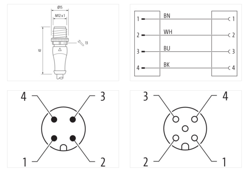 Cáp 5m có 2 đầu nối M12 male 0° / M12 female 90° A-code 4 chân 7000-40121-6340500 - DETAIL 2