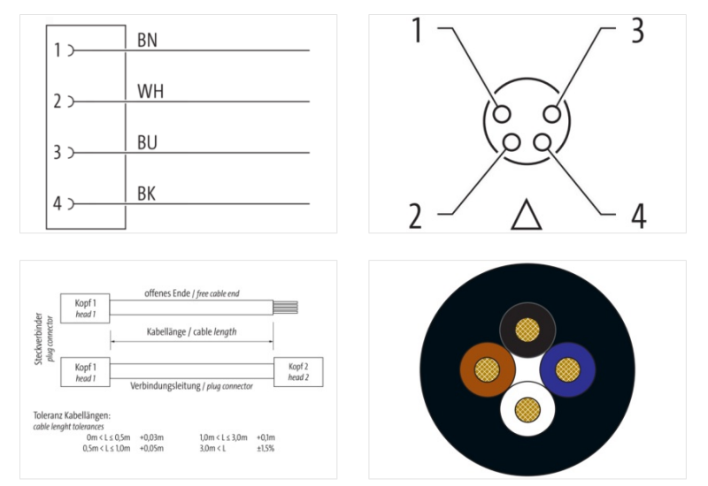 Cáp 5m có đầu nối M8 female 0° A-code 4 chân 7000-08061-6110500 - DETAIL