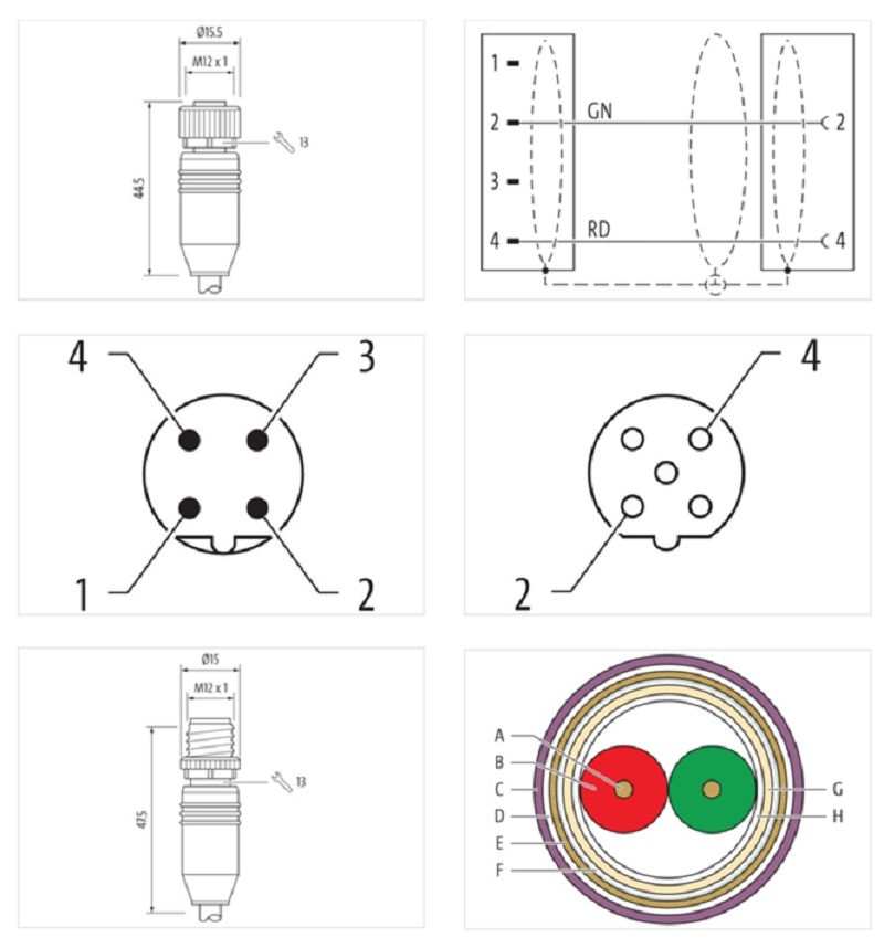 Cáp mạng Profibus 0.6m có 2 đầu nối M12 male 0° / M12 female 0° B-code 7000-44001-8400060 - DETAIL