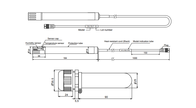 Đầu dò bộ đo nhiệt độ/ độ ẩm cầm tay THD-700-P - DETAIL
