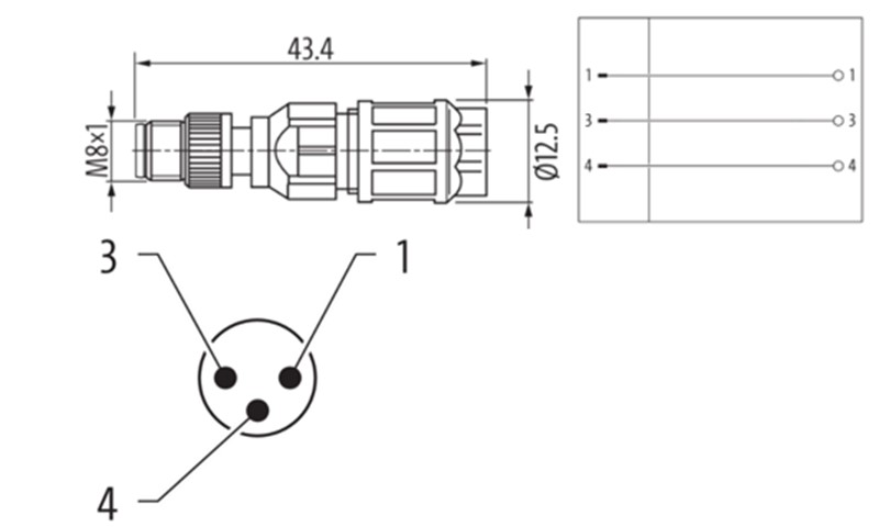 Đầu nối M8 male 0° A-code 3 chân IDC 7000-08325-0000000 detail 