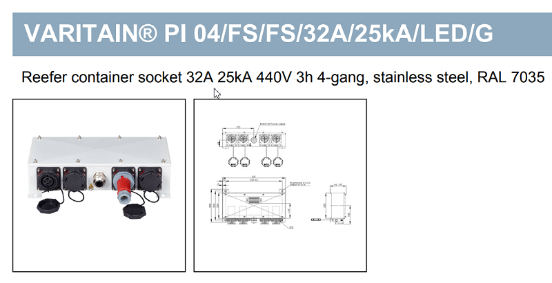 Hộp góp 4 ổ cắm container lạnh thép không gỉ 10107347 - detail