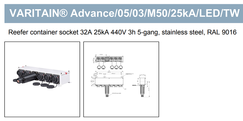 Nhóm 5 ổ cắm container lạnh bằng thép không gỉ 10110292 - detail