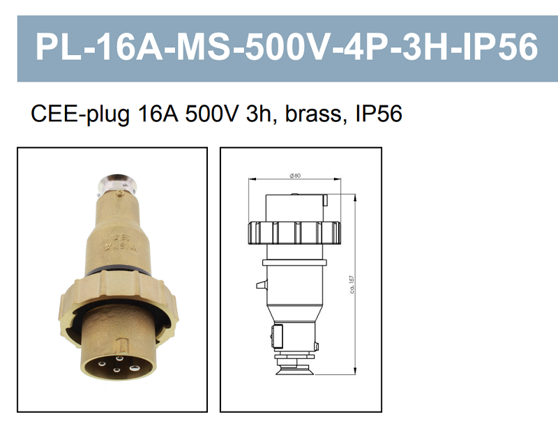 Phích cắm container lạnh 16A 3 cực + PE 10106034 - detail