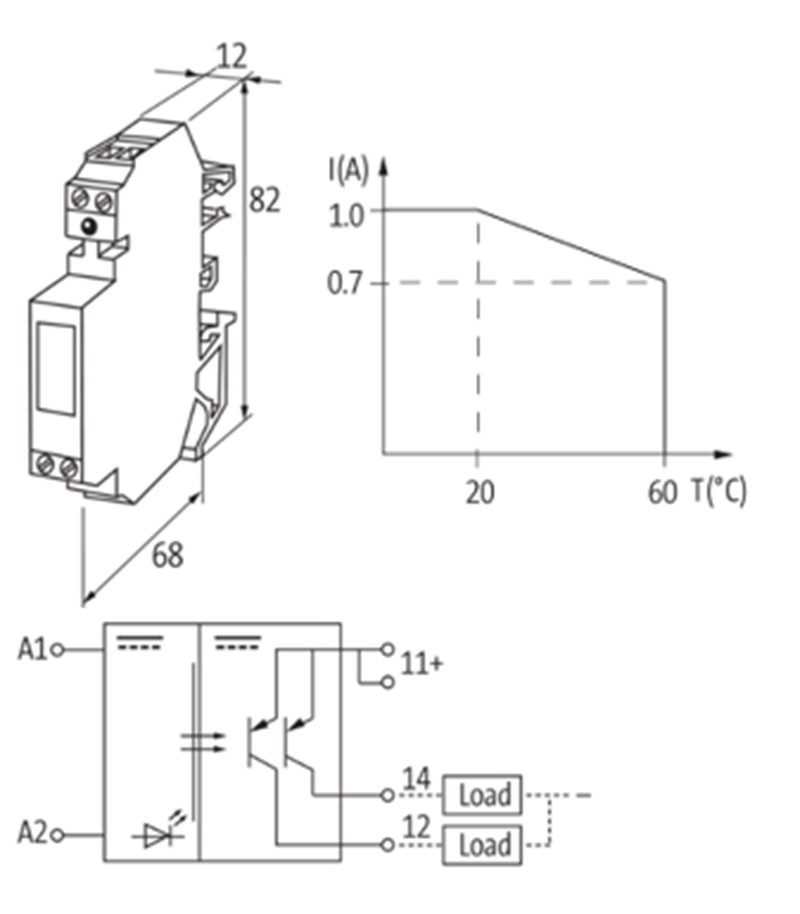 Rơ-le quang điện 24VDC transistor 1A AMMDU 50085 detail 