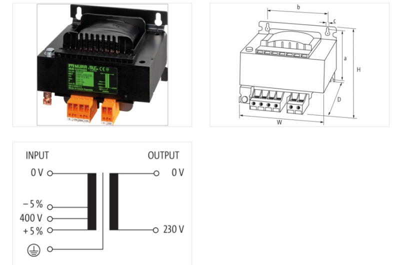 Biến áp 1 pha 500VA INPUT 400VAC/ OUTPUT 230VAC MET 86021 - DETAIL