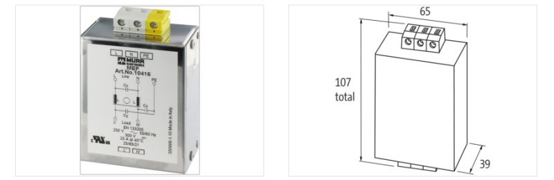 Bộ lọc nhiễu điện từ 1 pha 250VAC/300VDC 10A MEF 10415 - DETAIL
