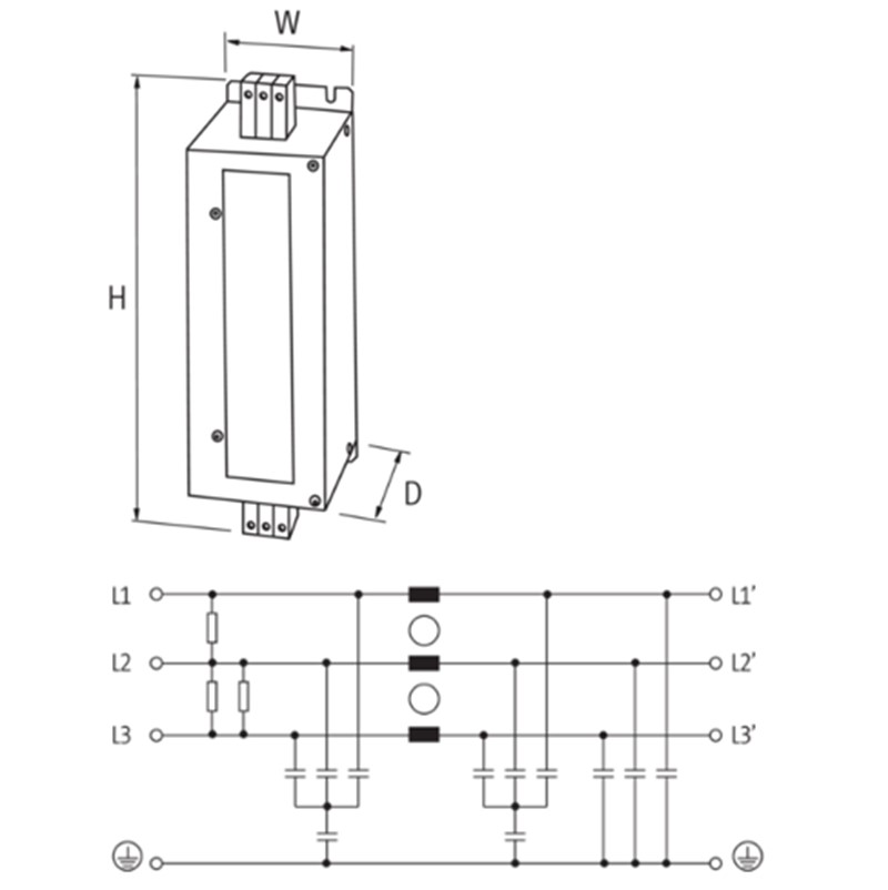 Bộ lọc nhiễu điện từ 3 pha 1 tầng 25A MEF 10533 detail 