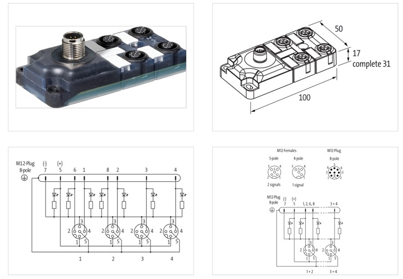 Bộ phân phối tín hiệu 4 cổng M12 EXACT 8000-84470-0000000 - DETAIL