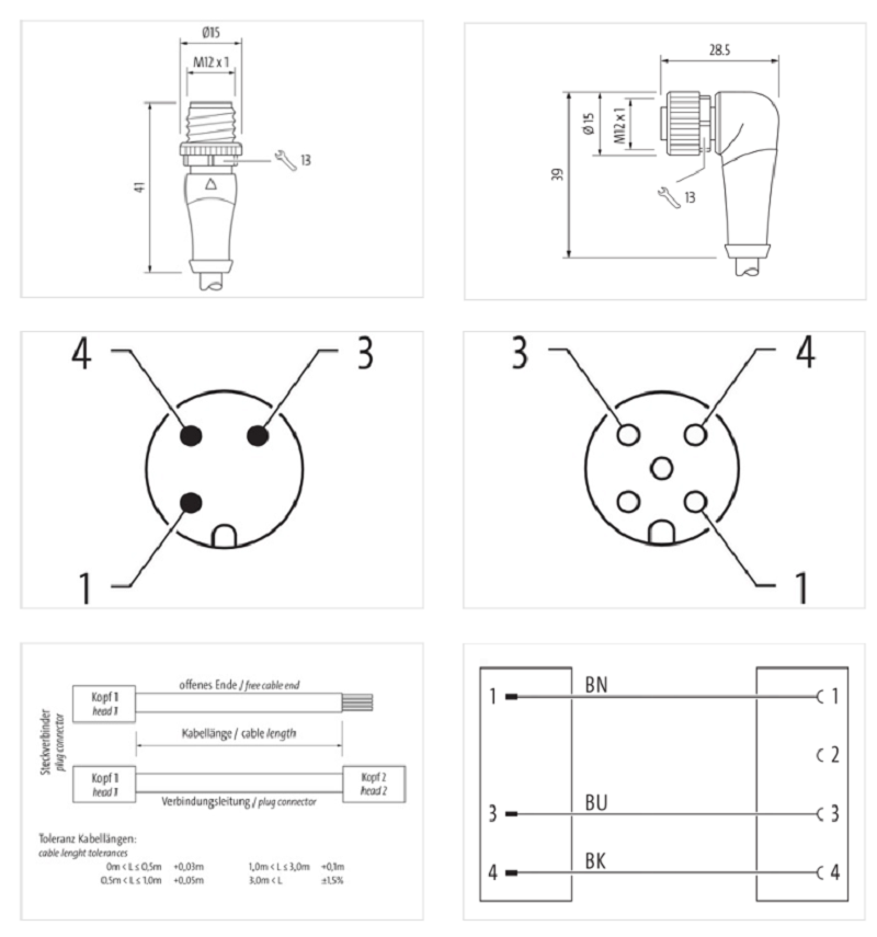 Cáp 15m 2 đầu nối M12 male 0° / M12 female 90° A-code 3 chân 7000-40101-6331500 - DETAIL