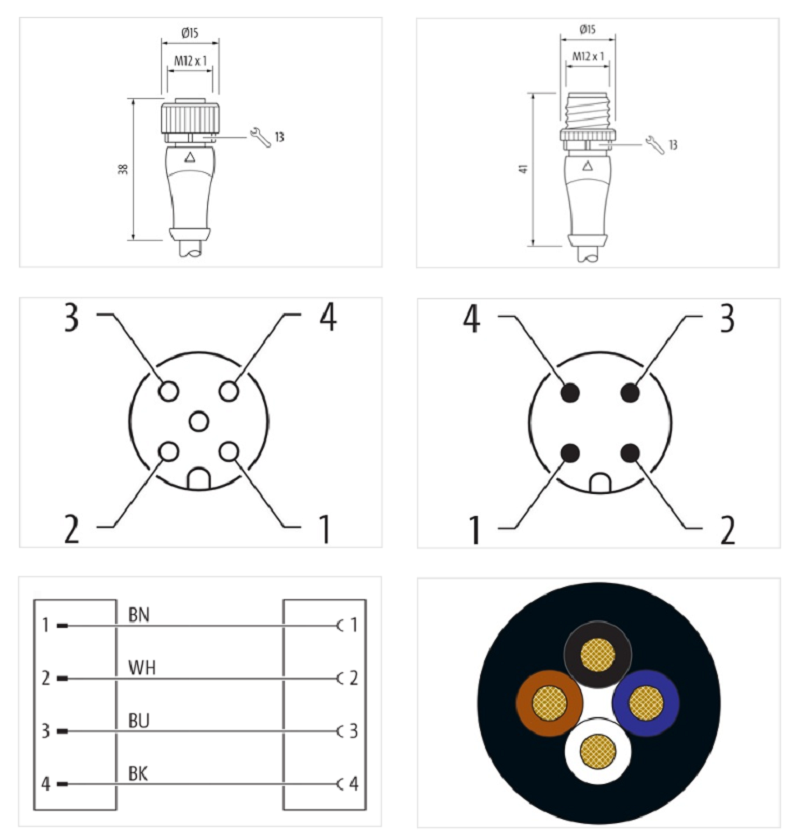 Cáp 1m 2 đầu nối M12 male 0° / M12 female 0° A-code 4 chân 7000-40021-6340100 - DETAIL