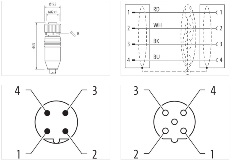 Cáp 5m bọc chống nhiễu 2 đầu nối M12 male 0° M12 female 0° B-code 7000-44032-8030500-body1