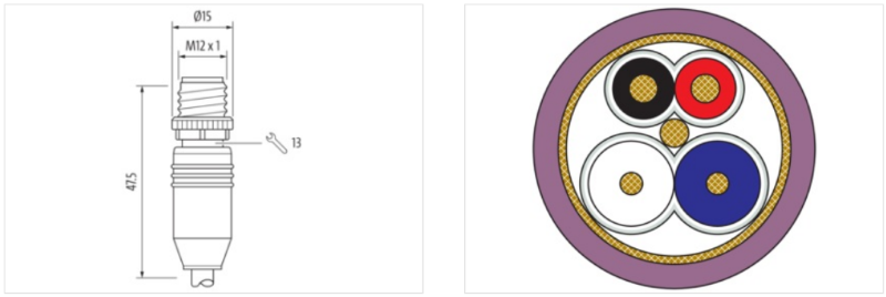 Cáp 5m bọc chống nhiễu 2 đầu nối M12 male 0° M12 female 0° B-code 7000-44032-8030500-body2